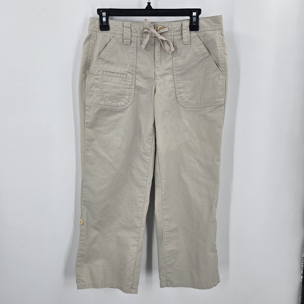 Tommy‎ Hilfiger Capri Womens 6 Beige Tan Roll Tab Leg
